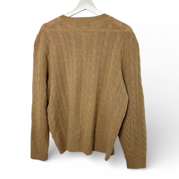 Polo Ralph Lauren Men's Tan Cable Knit Sweater Cashmere Wool Blend Size XL - Picture 2 of 8